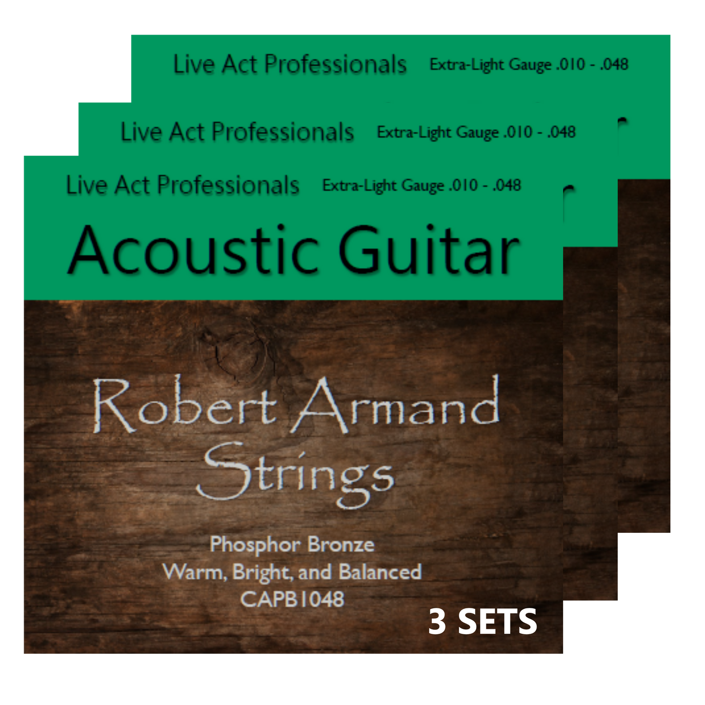 Robert Armand CAPB1048-3P Phosphor Bronze Acoustic Guitar Strings10-48 (3-sets)