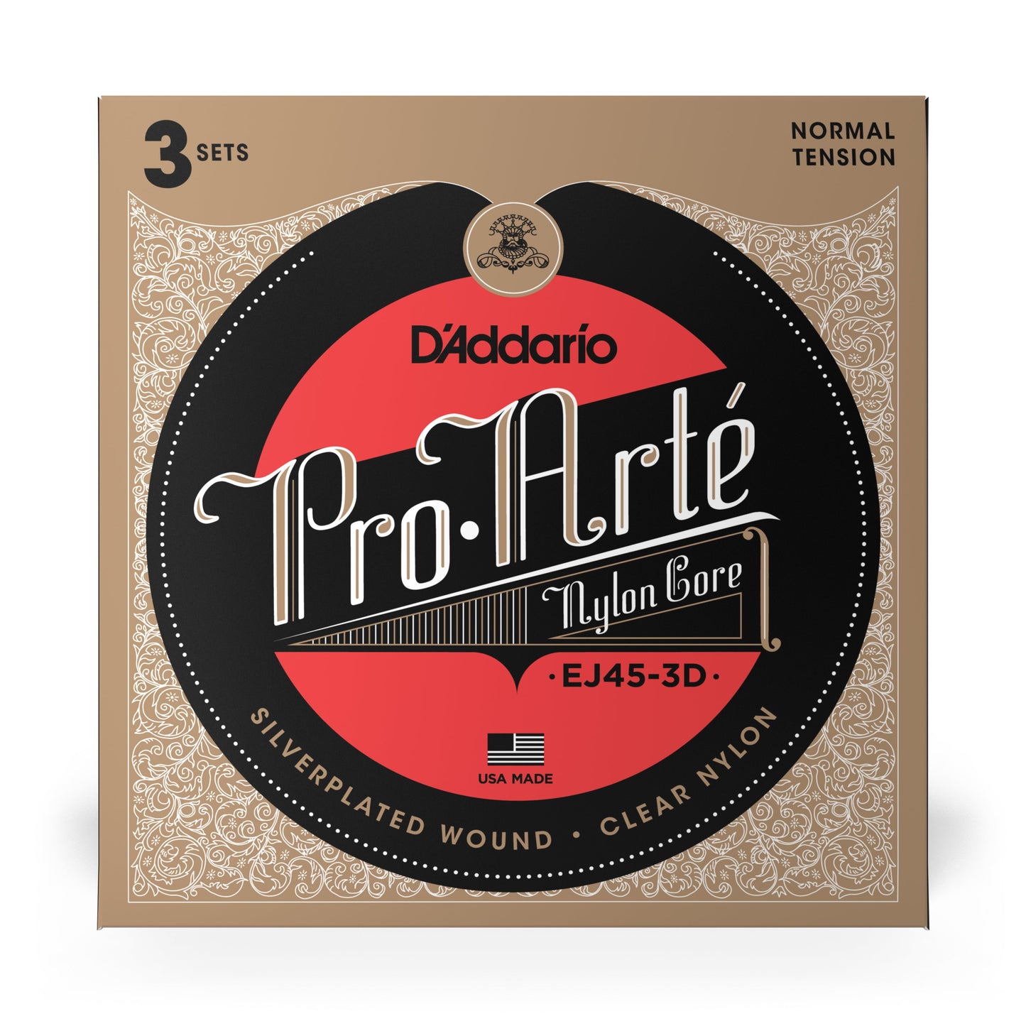 D'Addario EJ45-3P Pro-Arte Nylon Classical Guitar Strings, Normal Tension (3 SETS)