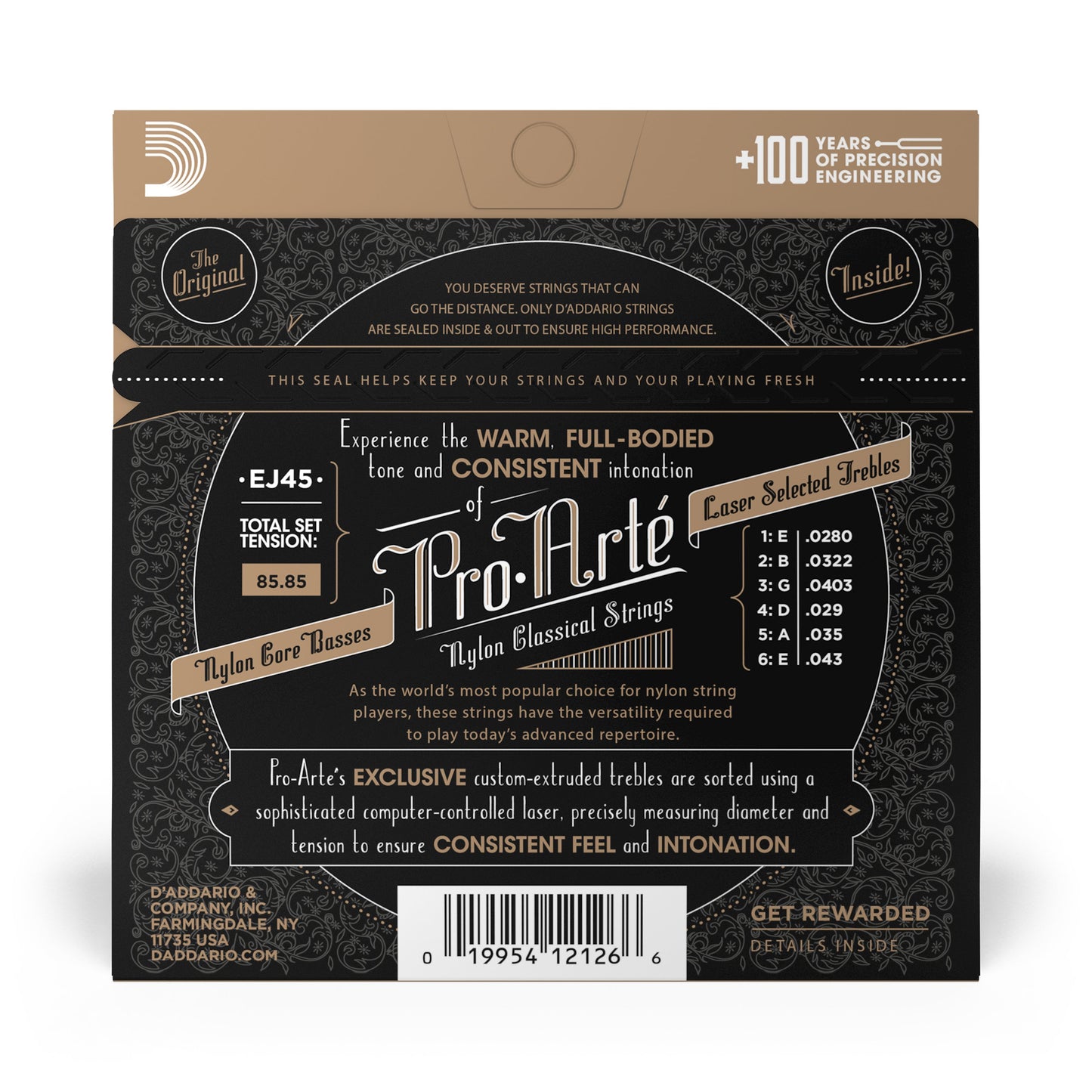 D'Addario EJ45-3P Pro-Arte Nylon Classical Guitar Strings, Normal Tension (3 SETS)